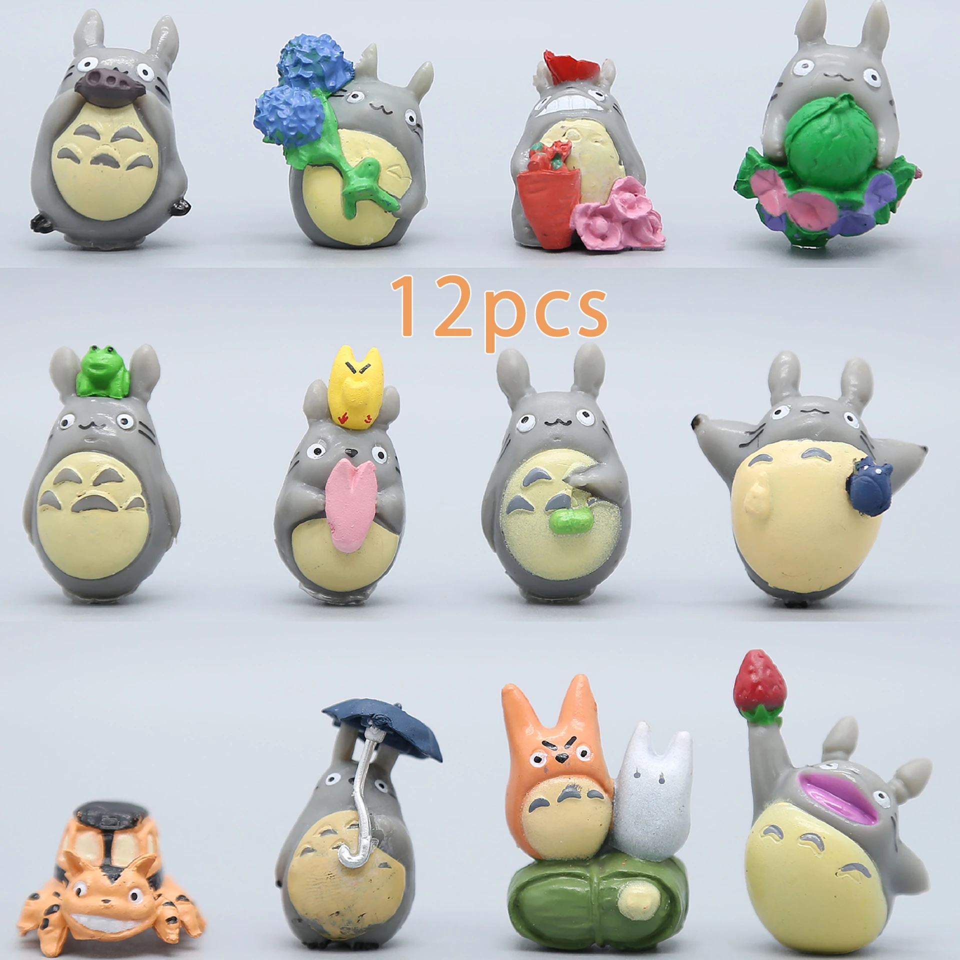 5/12pcs Anime Miyazaki Hayao Series Totoro Figure Mini Statue Cute Micro landscape  decorative ornaments Car ornament Kid Gifts