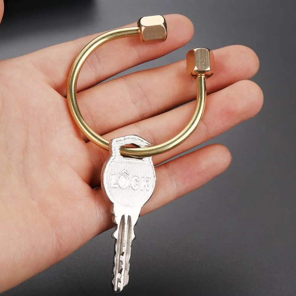 7 Styles Vintage Brass Keychain Portable Unique DIY Craft Tools Whistle Ruler Key Ring Pendant Creative Jewelry Accessories