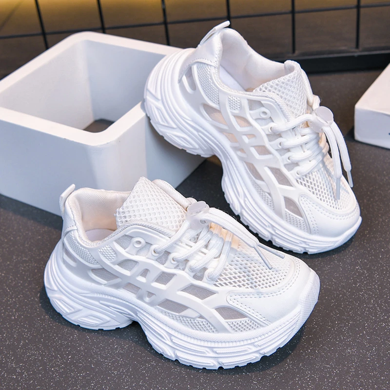 Children's Fashion Mesh Breathable Thick-soled Non-slip Sports Shoes Spring Summer New Girls Soft Wear-resistant Sports Shoes