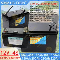 12V 30Ah 60Ah 80Ah 100Ah 120AH 160Ah 200Ah 280Ah 320Ah LiFePO4 Battery Built-in BMS 8000 Cycles For RV Campers Golf Cart Solar
