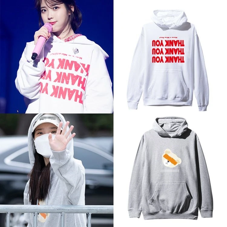 IU الحفل نفس النمط المرأة سترة مضادة للرياح Y2K Harajuku Dpop القطن معطف دافئ شكرا لك طباعة المشاهير نفس الملابس الخارجية