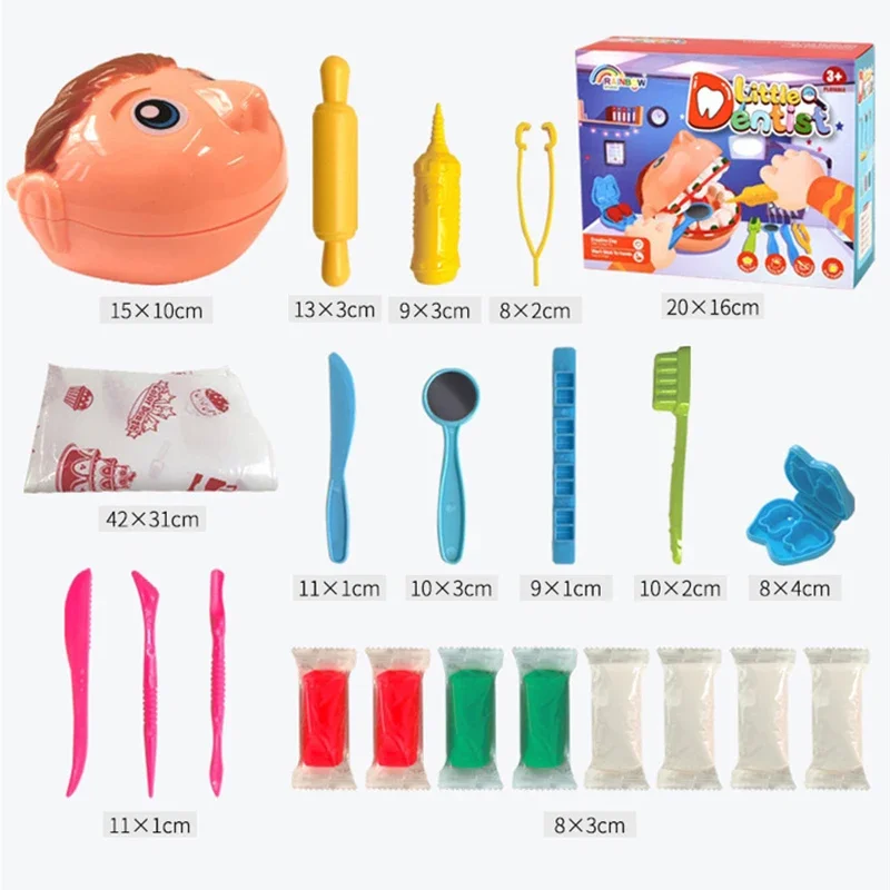 Ferramentas De Plasticina Pretend Play Toy para Crianças, Cheque Dentista, Conjunto De Modelos De Dentes, Molde De Argila, Brinquedos De Aprendizagem Precoce, Role Play