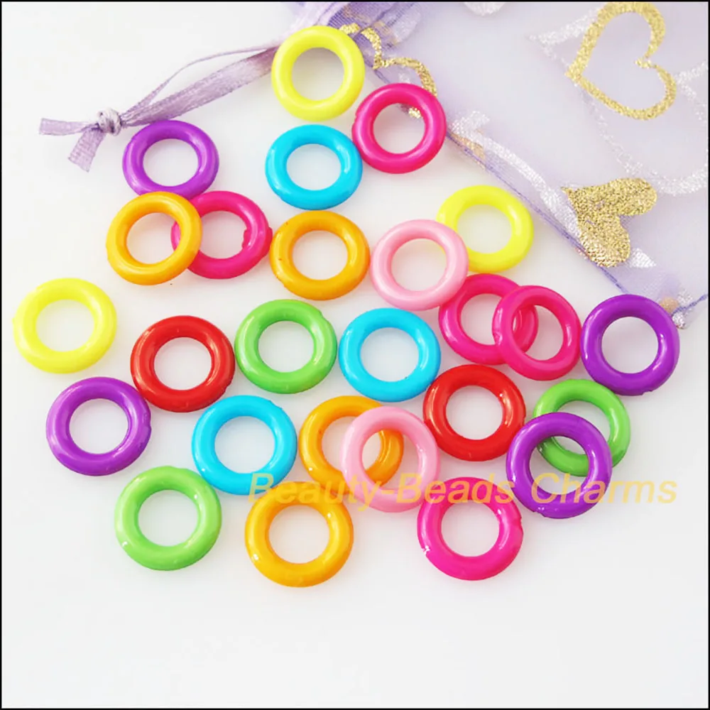 150Pcs Mixed Plastic Acrylic Round Circle Spacer Beads Charms 14mm