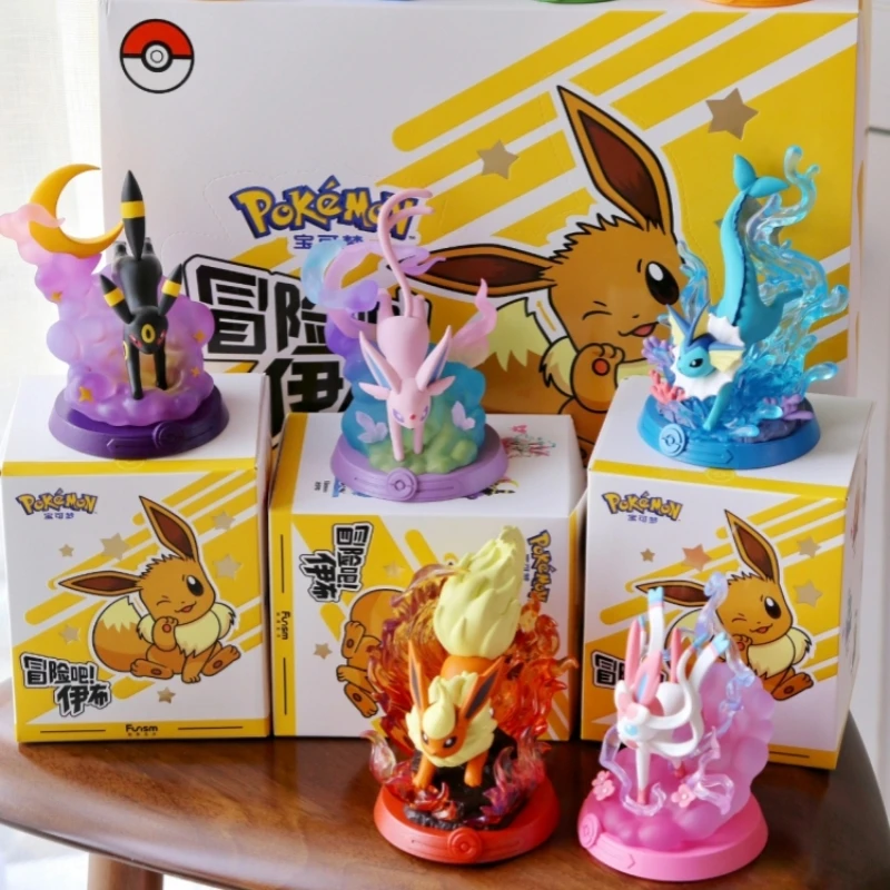 In Stock Pokemon Blind Box Figure Eevee Figure Sylveon Vaporeon Anime Figure Eeveelution Figure Lucky Box Model Toy Gift