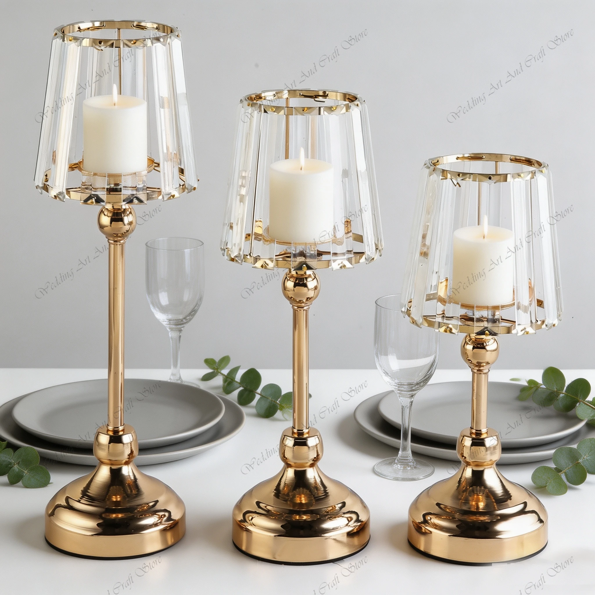 10pcs f30 30-60cm Gold Candle Holders Lanterns and Candle Holders Wedding Home Crystal Luxury Gold Silver Candle Holders ivy1300
