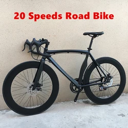 GRAY Road Bike Aluminum Alloy Frame Variable Speeds Bicycle Fit Disc Brakes With 700C Wheel 40mm/70mm Rim