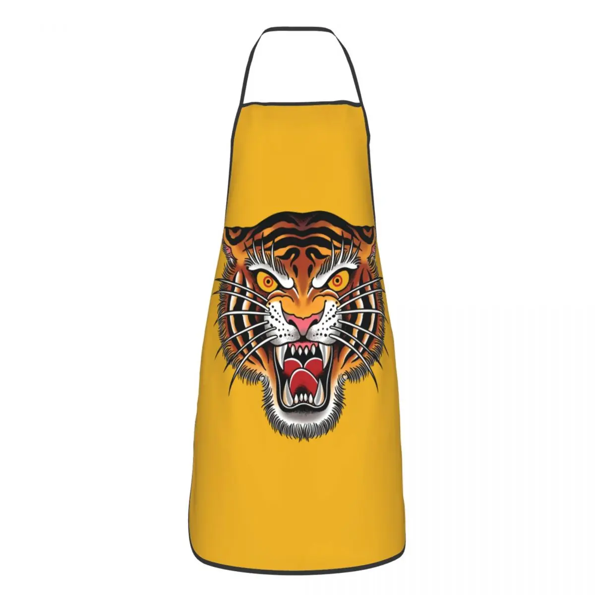 ผ้ากันเปื้อนหัวเสือลายสักแบบกอธิคแบบดั้งเดิมตลกผ้ากันเปื้อนสำหรับผู้หญิงผู้ชายและผู้หญิงโต๊ะอาหารสำหรับทำอาหารอบภาพวาด