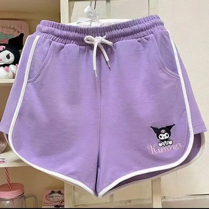 Sanrio Jade Dog Cute Embroidered Casual Shorts Junior High School Girls High Waist Loose Versatile Sports Wide Leg Pants Trendy