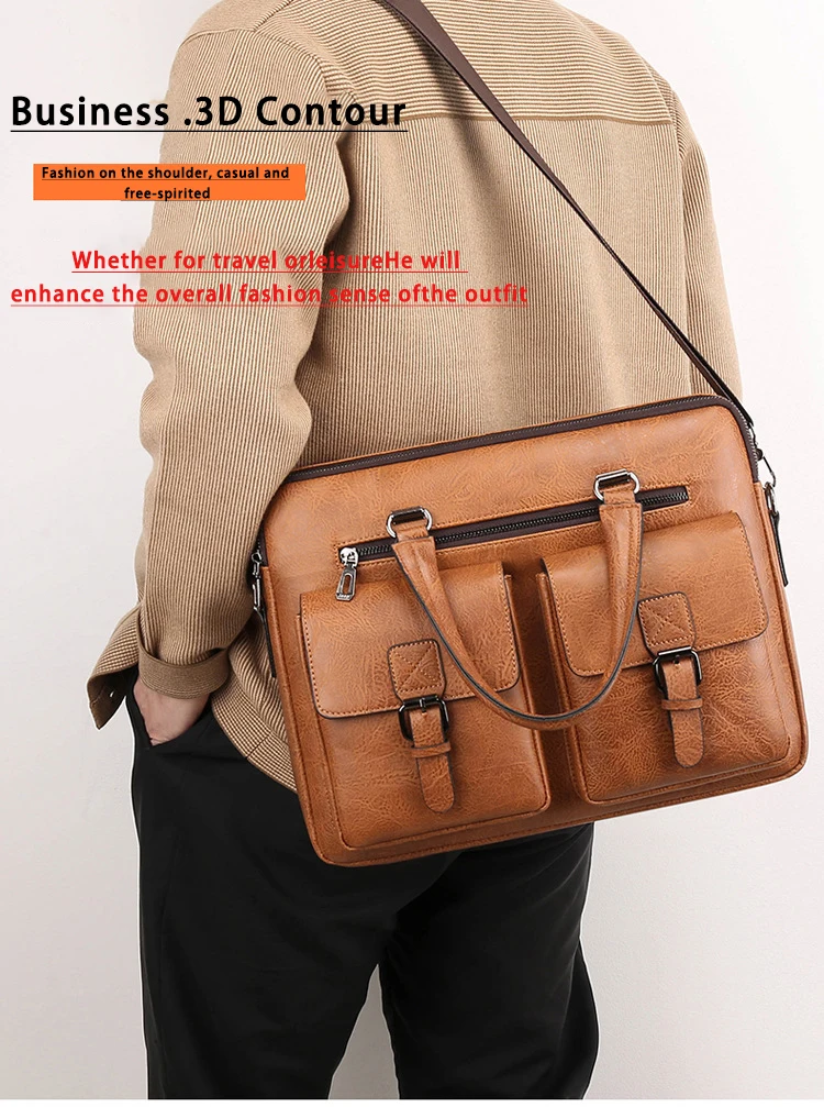 Handbag, high-end feel, computer, business, large capacity, casual crossbody bag, men's briefcase, fashionable men