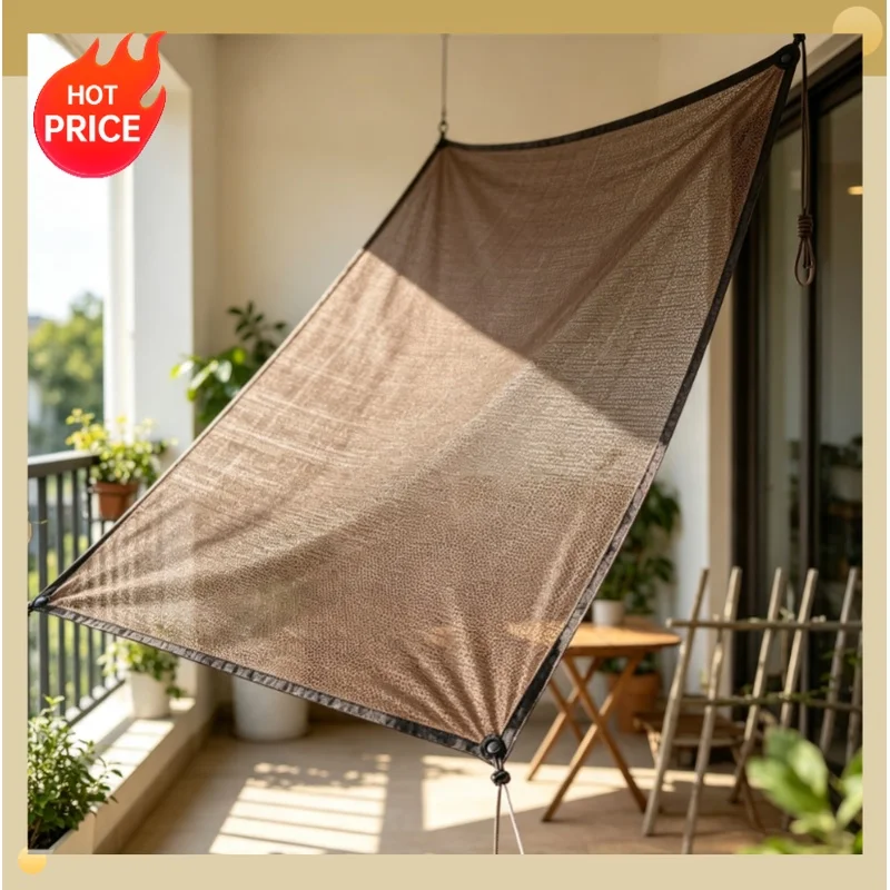 Durable Brown UV Protection Canopy - Outdoor Sun Shade Net - Multiple Sizes Available for Travel, Picnics, and Pools