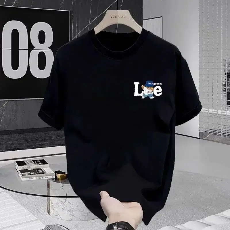 

2025 Summer Light Luxury Brand Summer Pure Cotton Printing Men's and Women's Loose Short-sleeved Crew Neck T-shirt Top Is Hot