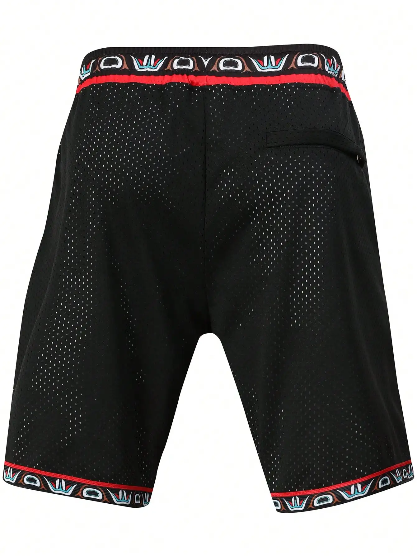 

Men's Basketball Shorts Black Vintage Mesh Embroidered Zipper Pockets Sports