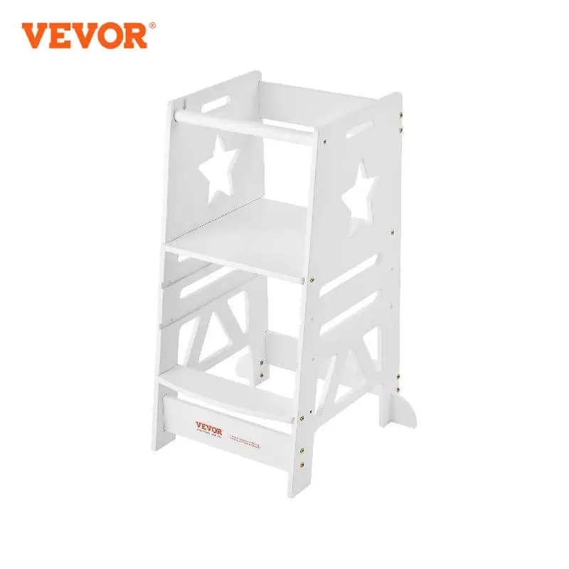 vevor bamboo tower step stool for kids altura ajustavel fezes de aprendizado com trilho de seguranca balcao de cozinha banheiro niveis 01