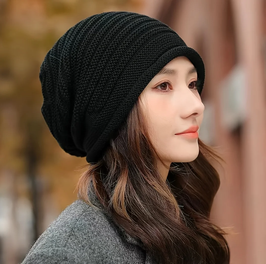 Doppellagige, gestrickte, warme Mütze für Damen und Herren – randlose Outdoor-Fahrradmütze, die warm hält und vor Kälte schützt. – Detail 1