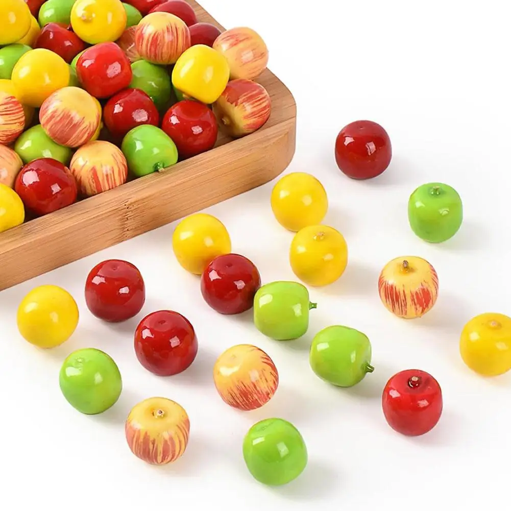 100 قطعة فاكهة رغوة اصطناعية صغيرة 2 سنتيمتر التفاح وهمية الغذاء نموذج الفواكه وهمية مضحك الفاكهة نموذج ديكور حديقة المنزل التصوير الدعائم
