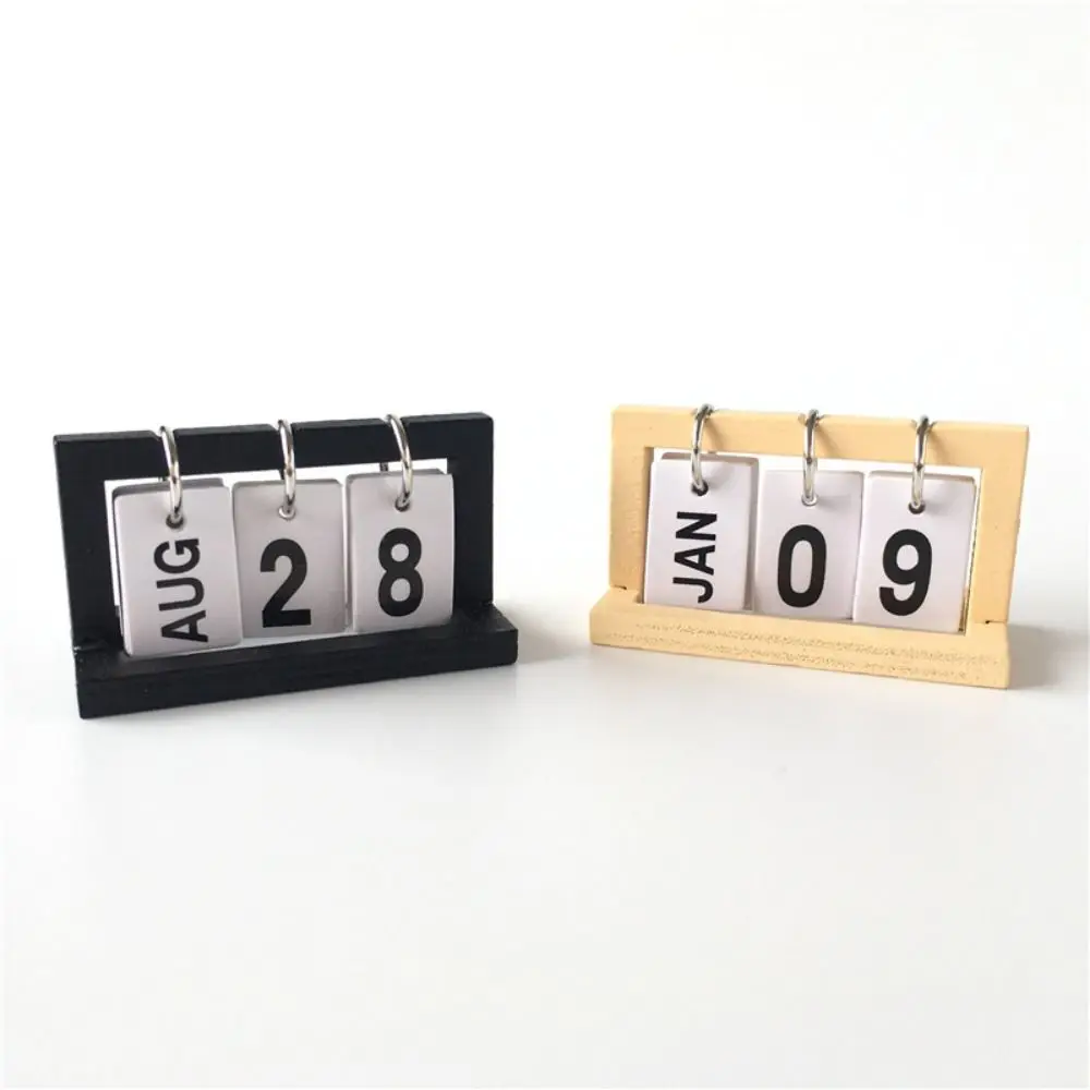 Creative Mini Calendar Living Room Small Model Office Desk Decoration Simulation Wooden Desk Calendar Dolls