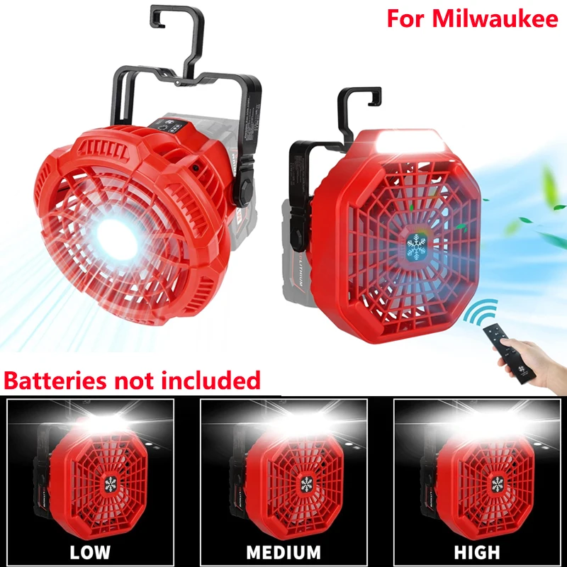 

For Milwaukee 18v Battery Portable Fan with Remote Camping Fan with 3 Energy Efficient Speed Settings and Dimmable Led Light