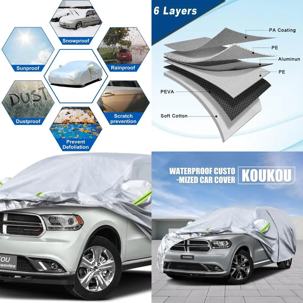 

Custom-Fit 6-Layer Dodge Durango Car Cover, Waterproof & All-Weather Protection for 1998-2025 Models with Zippered Access Door