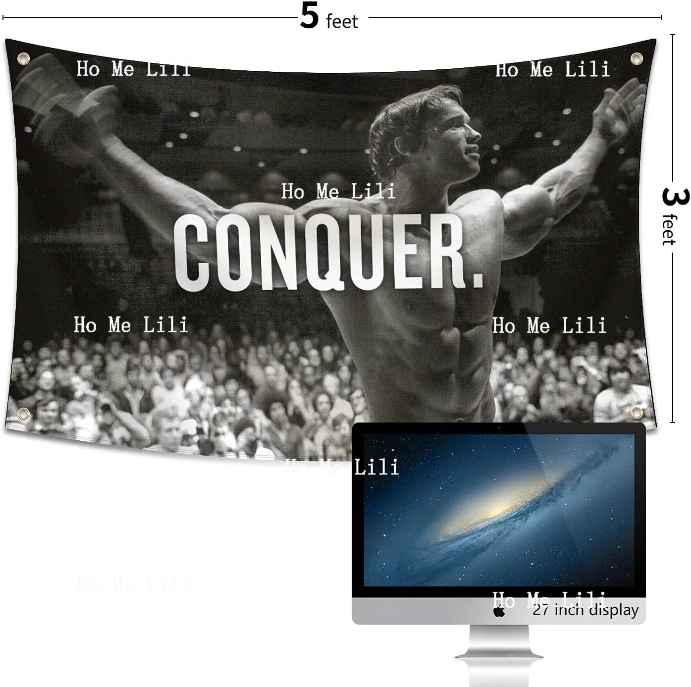 Conquer For Arnold Schwarzenegger Gym Motivation Funny Fitness Poster Cool Man Cave Wall Decor Tapestry