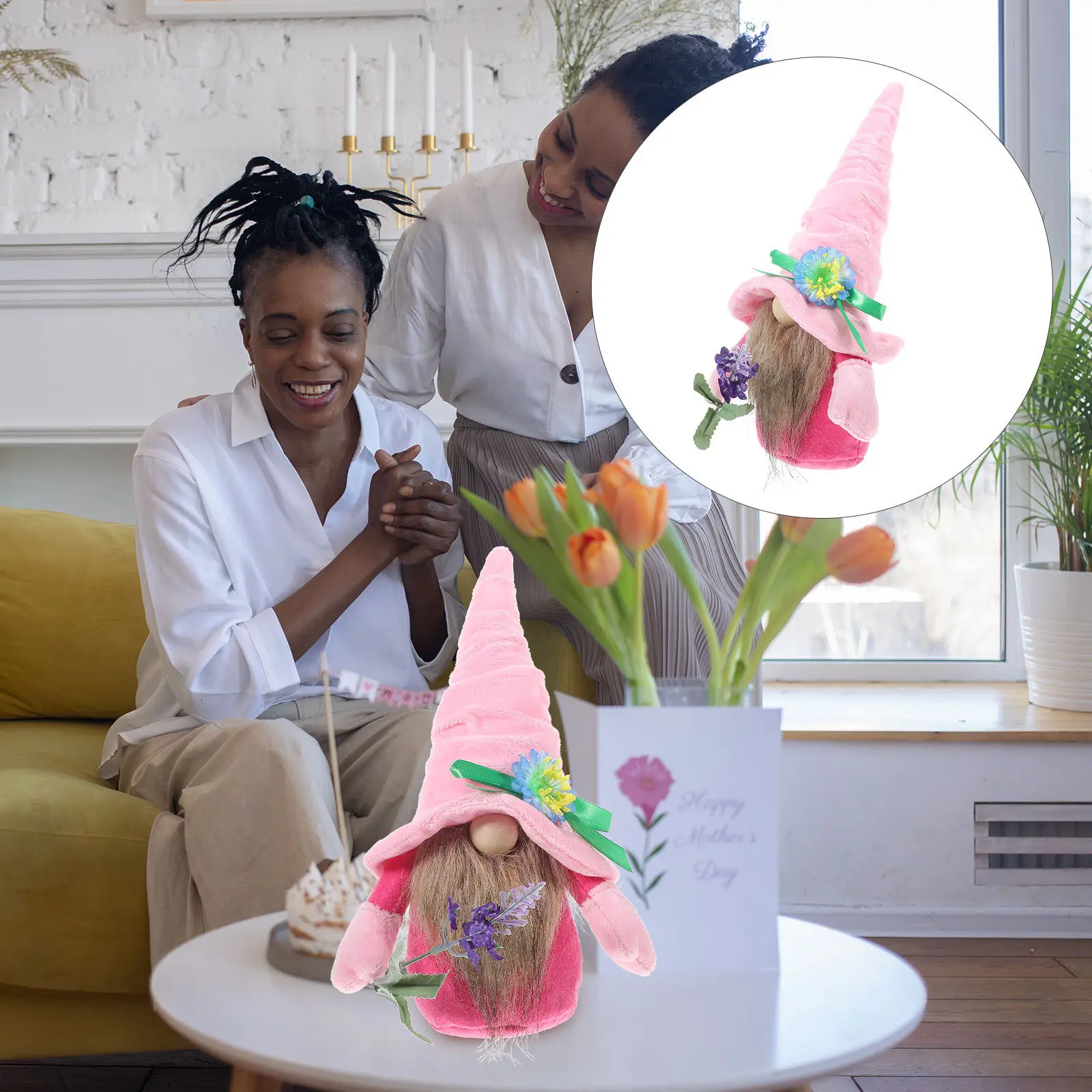 Exquisite Skin-Friendly Gnome Adornment Mother's Day Gift for Mom Grandma Bedroom Desk Table Sofa Fireplace Bookcase Window