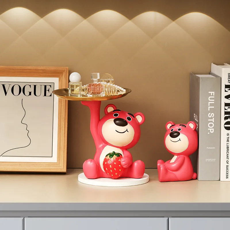 Geometric bear statue with tray storage, ceramic plating piggy bank, key, cosmetic storage box, bookshelf statue decoration.