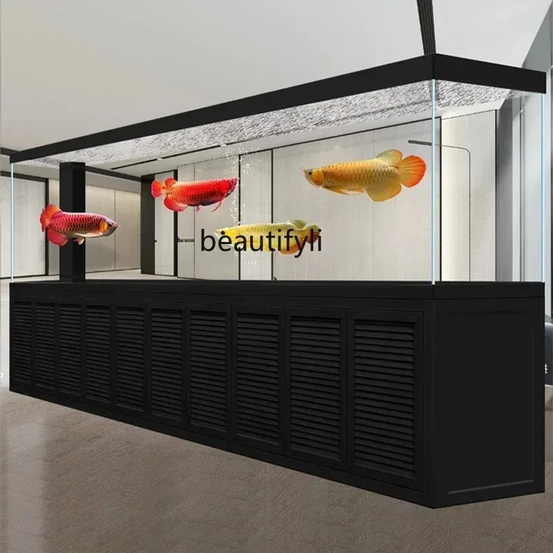 New super large office aluminum fish tank living room household ultra-white glass aquarium H