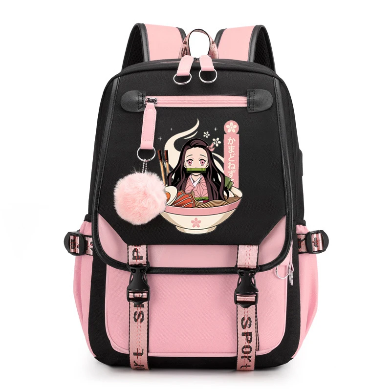 Demon Slayer Anime Canva Bag Grocery Fashion Fancy Black Backpacks for Teen Girl Demon Slayer Cute Travel Reusable School Bags