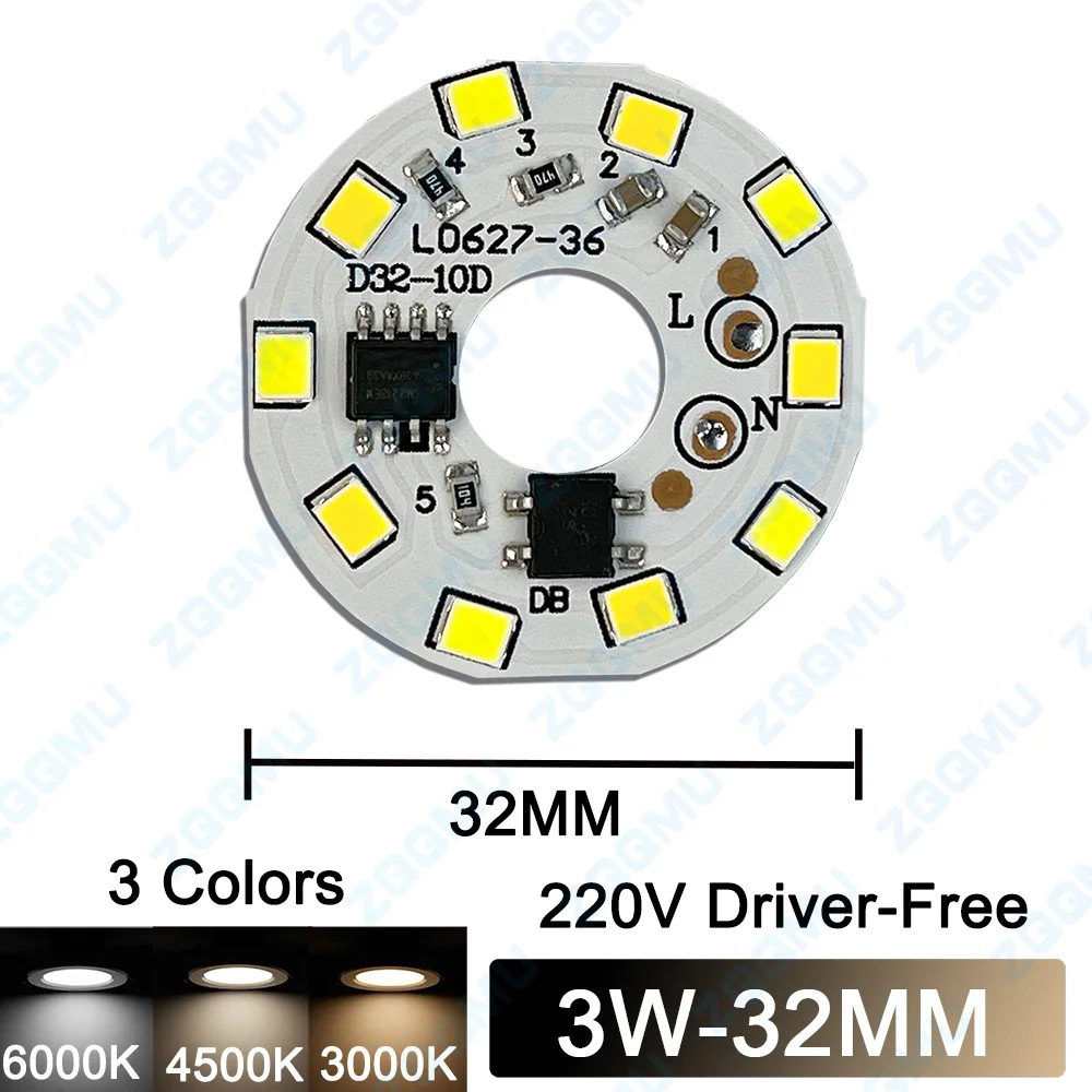 Imagem -02 - Led Pcb Board para Substituição Downlight Smd2835 Chip Cob Potência Total Nenhum Driver Necessário Placa de Fonte de Luz Linear Faça Você Mesmo 3w 5w 7w 220v