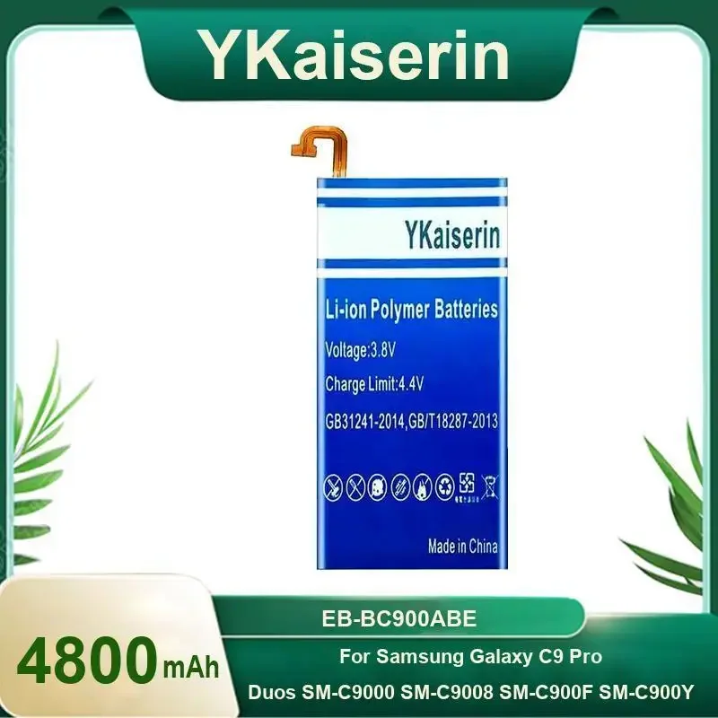 

4800mAh YKaiserin Replacement Battery EB-BC900ABE for Samsung Galaxy C9 Pro SM-C9000 C9008 C900F C900Y Batteria Warranty + NO