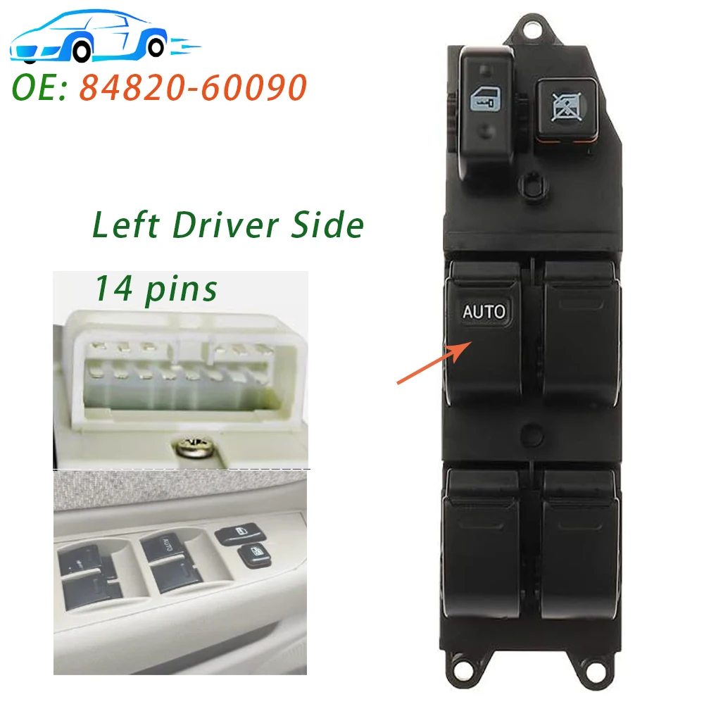 Interruptor de ventanilla eléctrica para Toyota, botón de Control, Echo, Yaris, Camry, Picnic, 4runner, Hilux, Land Cruiser, 8482060090, 84820-60090