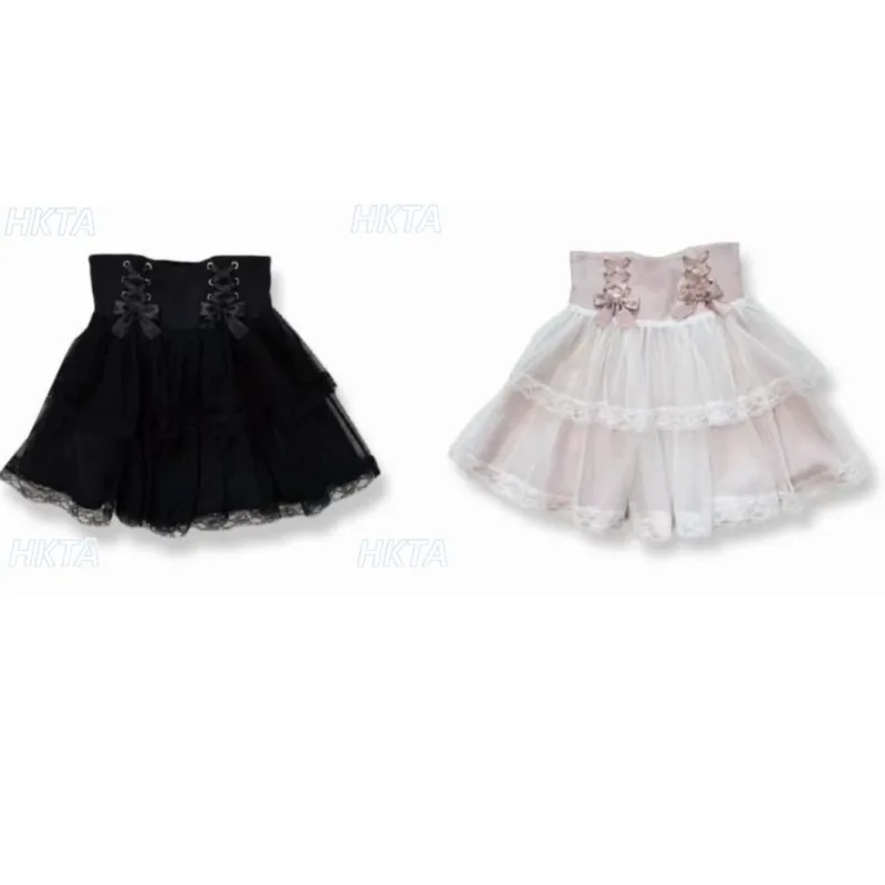 2026 Autumn Summer New Sweet Bow Black Short Skirt Women's Elegant Mesh A-line Mini Skirt Girls Princess Pink Lolita Skirts