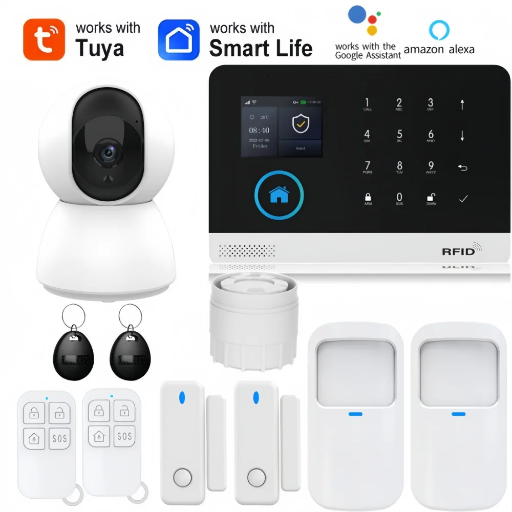 

Умная GSM/Wi-Fi сигнализация Tuya для дома, беспроводная система безопасности, управление через приложение Smart Life, совместимость с Alexa