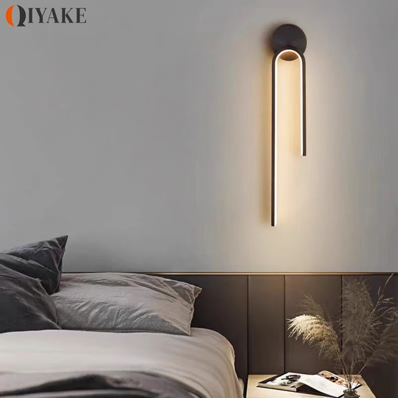 

Modern Minimalist Led Wall Light U-Shaped Background Wall Lamp Black Gold Lighting for Home Decor Living Room Dinning Room Light