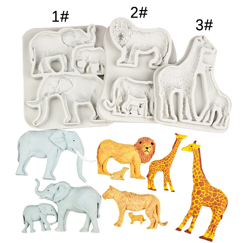 Lion Giraffe Elephant Silicone Mold Fondant Chocolate Cake Decoration Baking Mould B372