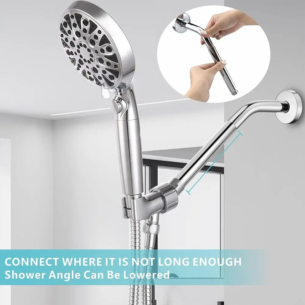 New 30cm Stainless Steel Shower Extension Rod Extension Tube Shower Bracket Shower Extender Bathroom Accessories