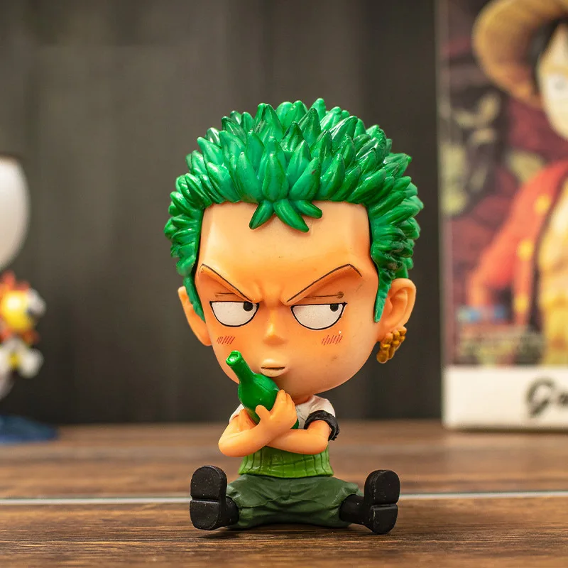 Bonito uma peça q versão luffy zoro chopper ace boa hancock anime figura boneca caixa cega desktop decoração do carro brinquedo crianças presente
