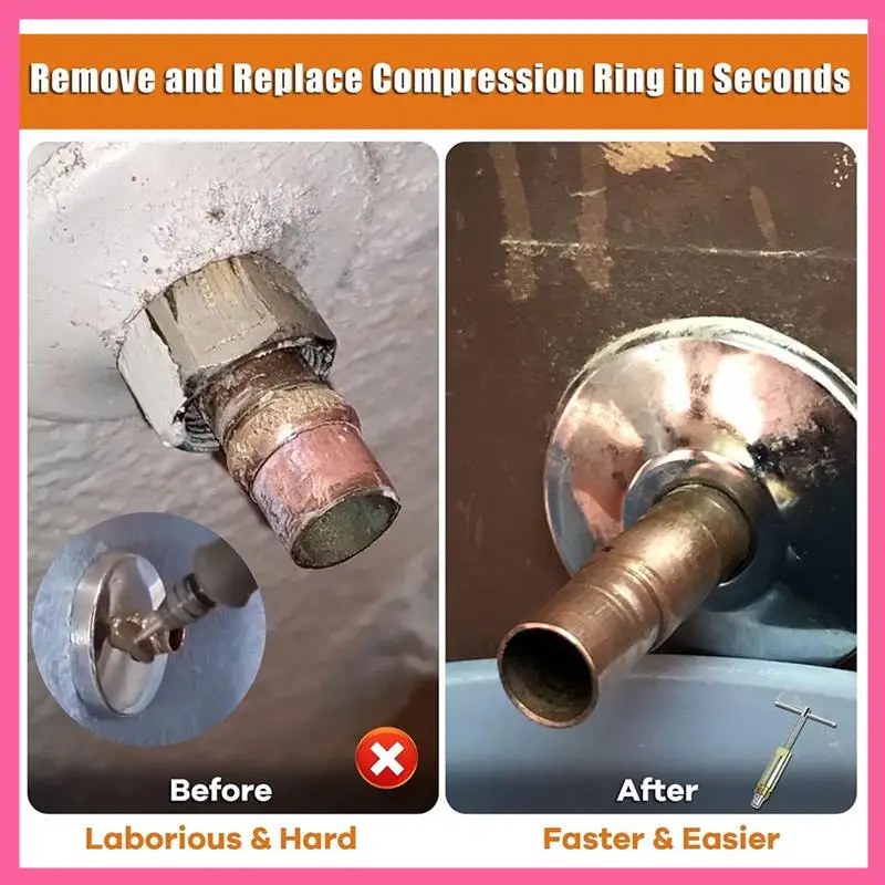 

ABNM Compression Sleeve Puller Tool Corrosionand Frozen Supply Stop, Pipe Tool Compression Ring Removal Tool