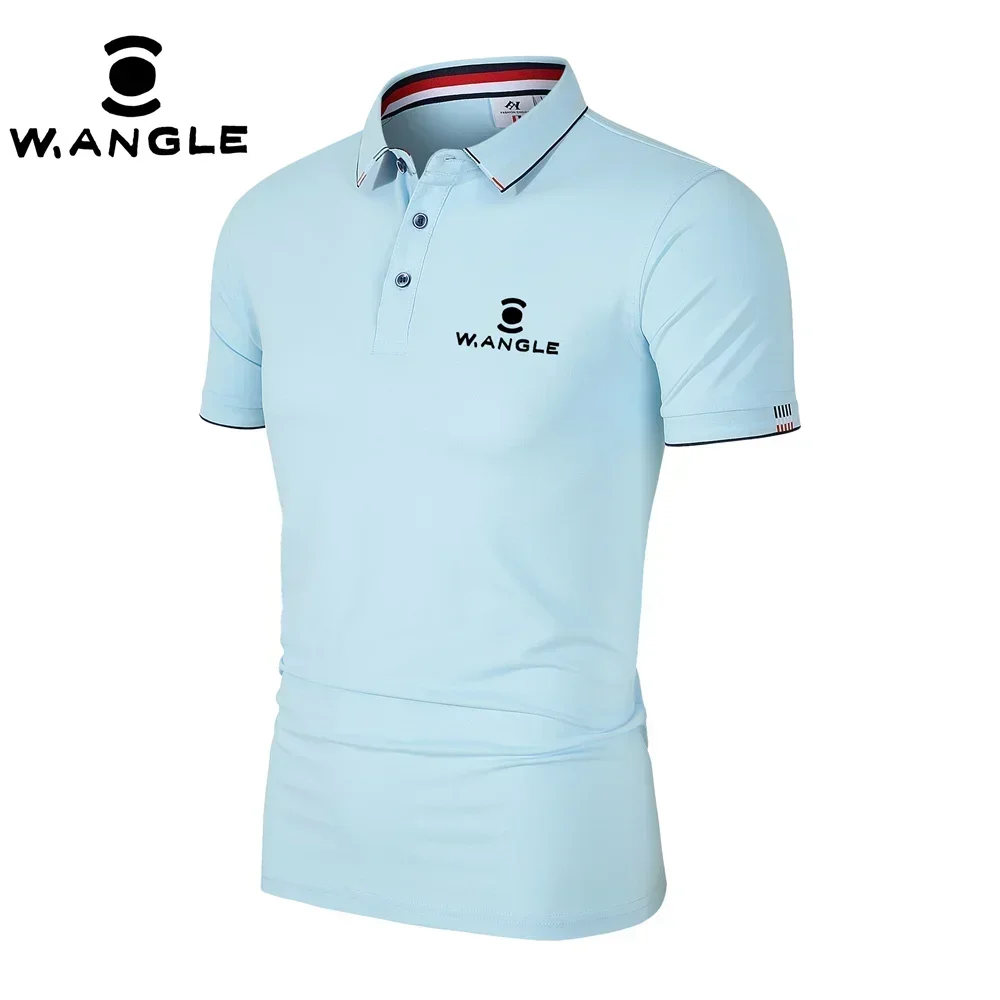 WANGLE 남성용 골프 의류 상의, 2024 캐주얼 반팔 티셔츠, 야외 스포츠, 빠른 건조 폴로 셔츠, 여름 골프웨어