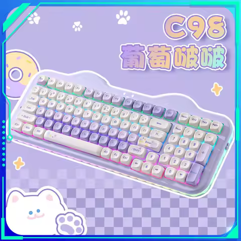 Yunzii C98 Mechanical Keyboard 2.4G Bluetooth Tri Mode Wireless Keyboard 10000mAh RGB Custom Gasket Keyboard Office Win/Mac Gift
