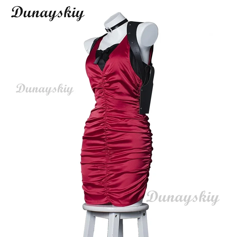 Ada Wong Cosplay Robe Rouge pour Femme, Ultraviolette Cosplay, Jeu Espion, ixd'Halloween, Sexy