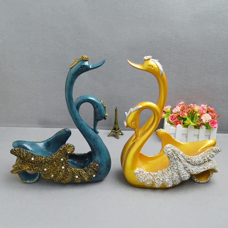 Creative European Wedding Swan Decoration Wine Cabinet Home Decoration Gift Wine Rack Living Room Furnishings Resin Crafts