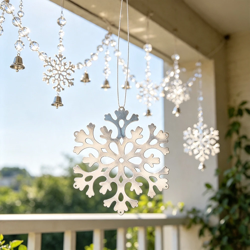 3pcs Stainless Steel Christmas Snowflake Hanging Connector Winter Snow Pendant DIY Suncatcher Wind Chimes Bookmarks Making Decor