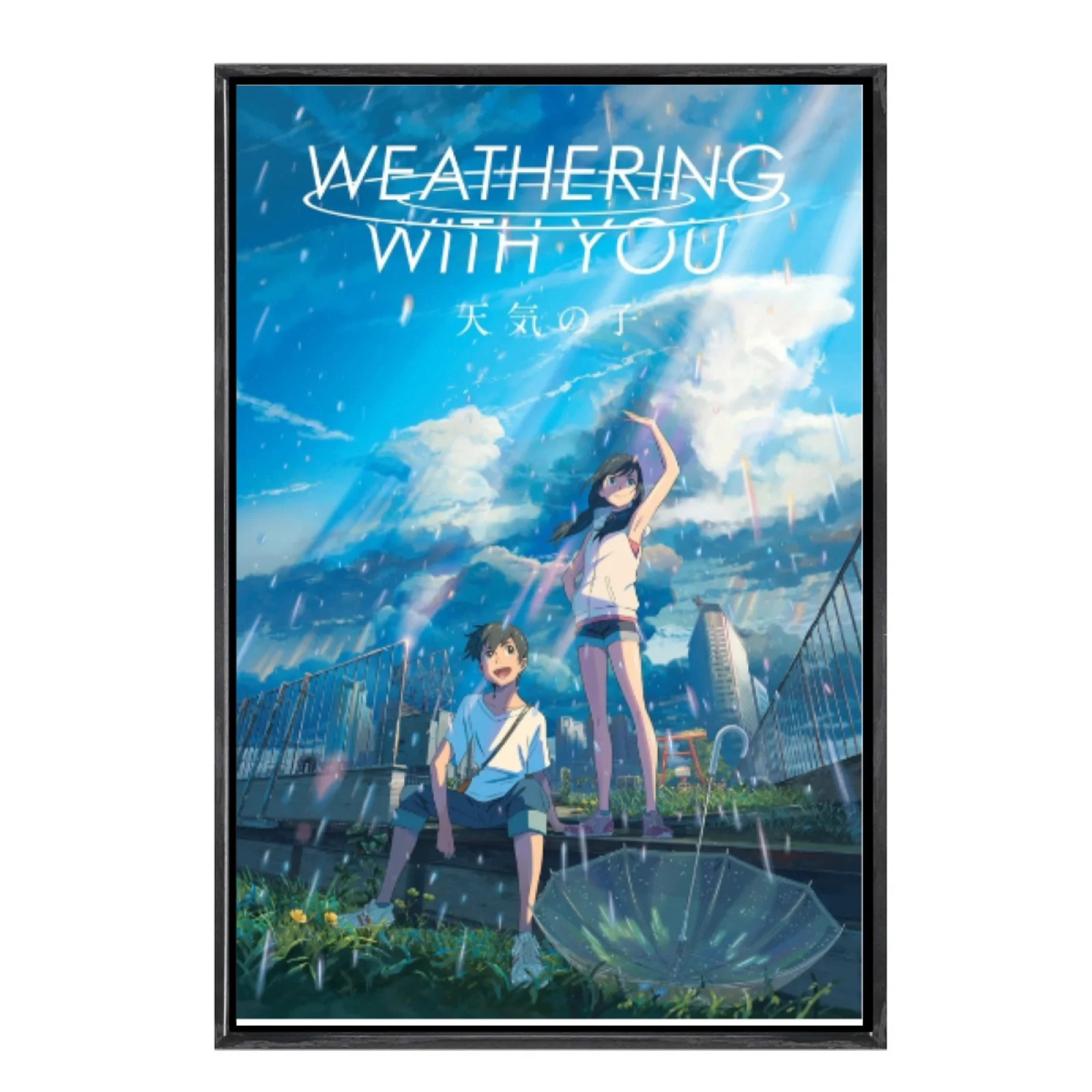 

Japanese Manga Multi-Size Canvas Poster Double Framed Wall Art，Weathering with You Home Decor for Living Room Bedroom