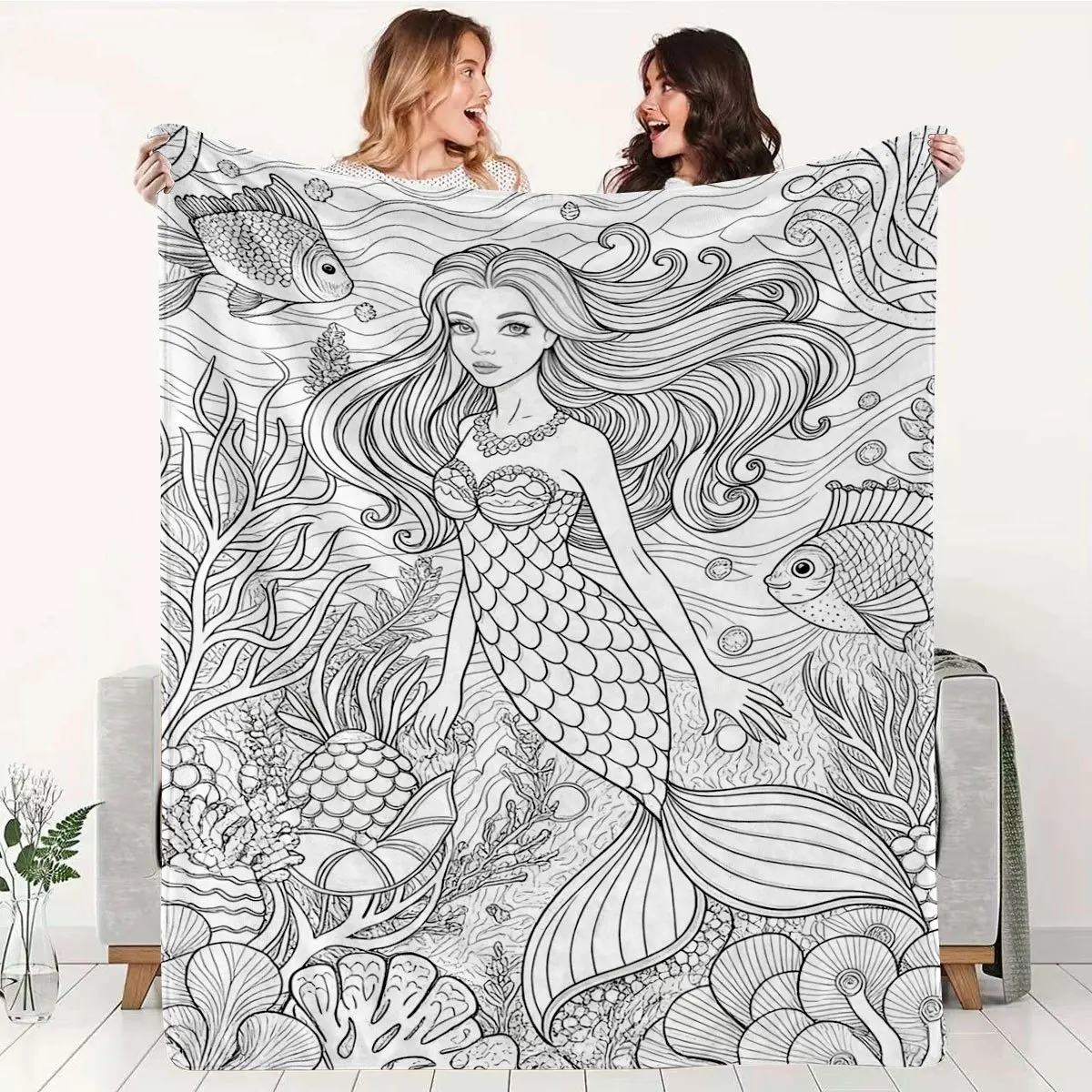 Soft Flannel Throw Blanket Black White Book Quote Floral Sketch Pattern Lightweight Cozy Warm Sofa Bed DIY blanket Gift