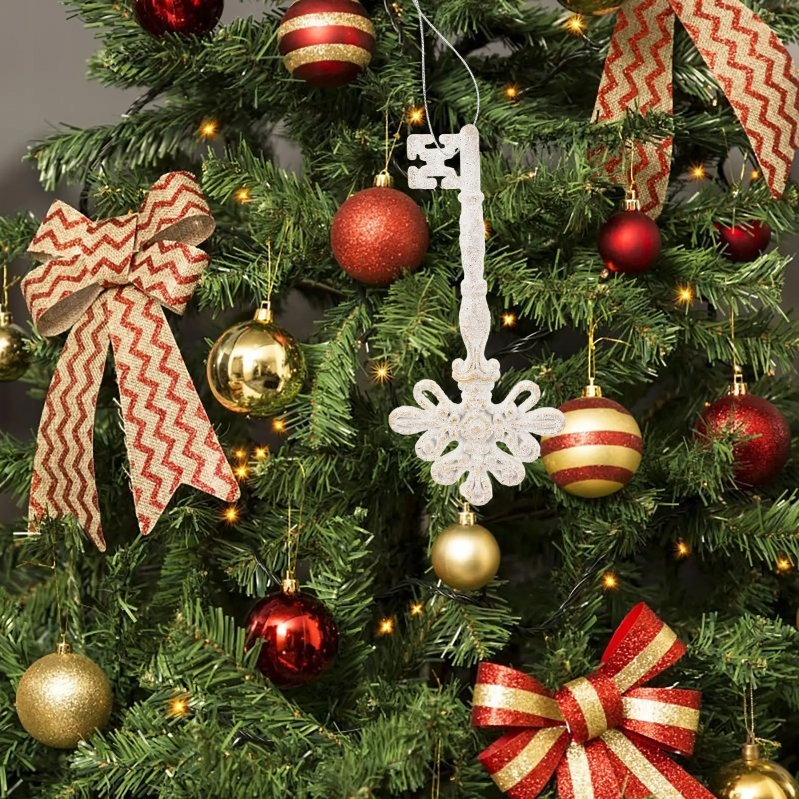 

6 Pcs Pine Needle Hanging Ornaments Christmas Tree Decorations Holiday Vintage Modern