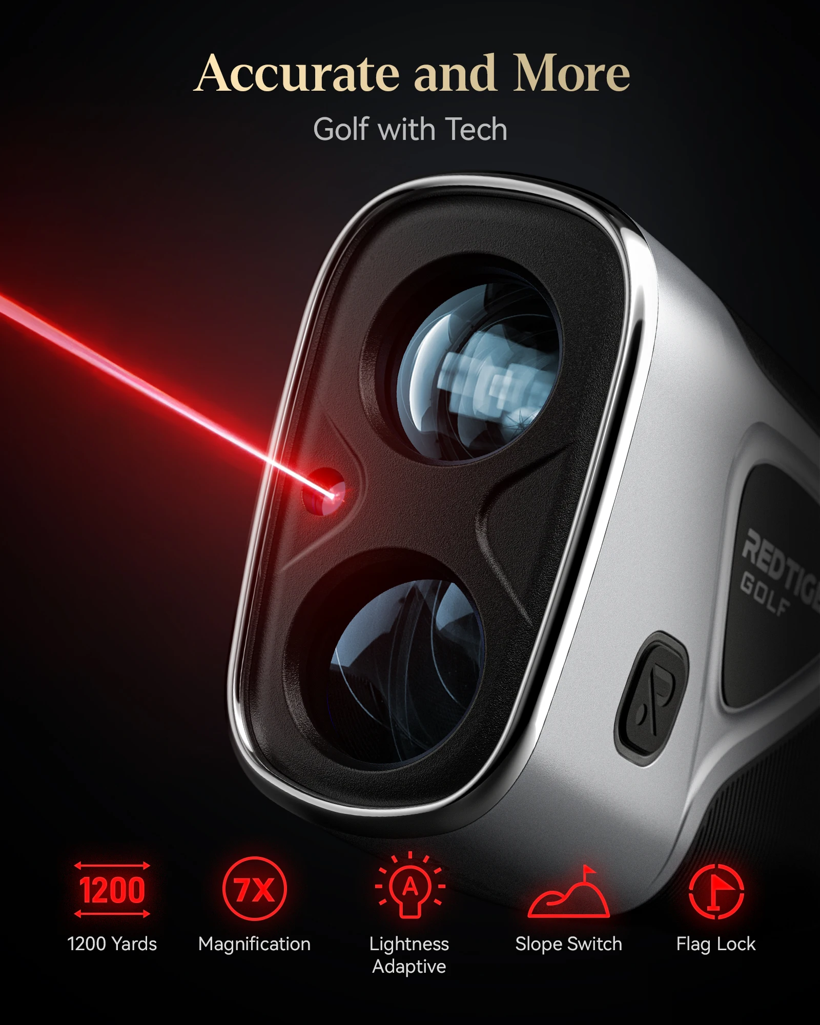 REDTIGER C016 Golf Rangefinder with Slope and Pin Lock Vibration Distance Meter with Rechargeable Battery Laser Range Finder