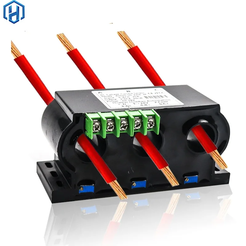 

3 Phase Current Transducer 4 20ma Hall Effect Current Sensor Manufacturer 10a-400a Input Ac Current Transmitter