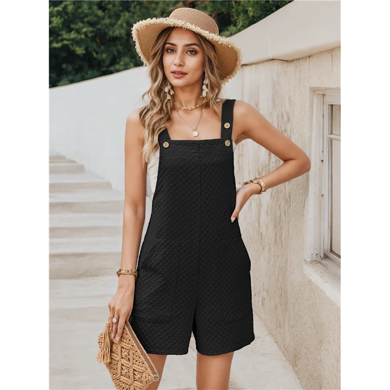 Dames zomer mouwloze overall shorts zomer lichtgewicht casual korte jumpsuit-A55G