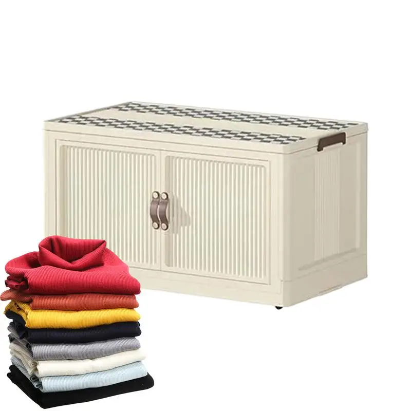 Stackable Storage Containers for Clothes Stackable Cabinet Bins with Lid Folding Design Cabinet Organizing Artifact for Bedding