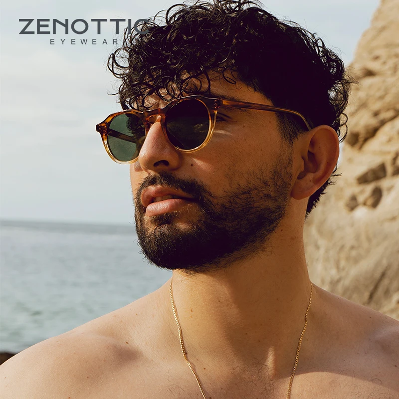 ZENOTTIC Fashion Acetate Polarized Sunglasses Round Vintage Shade UV400 New Men/Women Retro Ladies Sun Glasses 600001S